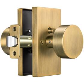 Sy2129-ab-1 Calzibeno Antique Brass Door Knobs Vintage Privacy Knob Interior Rectangular Mod