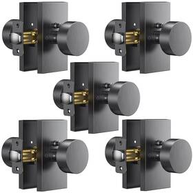 Sy2129-sg-5 Calzibeno Satin Chrome Door Knobs 5 Pack Privacy Knob Interior Rectangular Moder