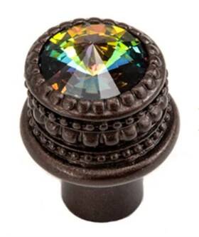 863-12vm Carpe Diem Hardware Cach Large Round Knob Bronze Patina Swarovski Crystal