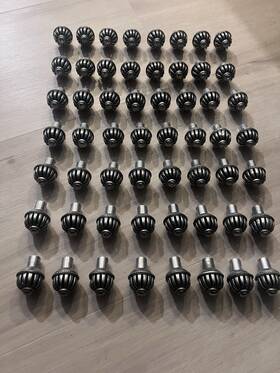 954-24 Carpe Diem Hardware Lot Of 56 Used - Cricket Cage Medium Round Knob Silver Color