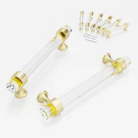 Ceymio 639395278383 Cabinets Handles Crystal Kitchen Cabinet Knobs 6 Pack 5 Inch Dresser Brushed Gold