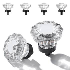 Ceymio 639395278642 Matte Black Cabinet Knobs Crystal Cabinets Knob 4 Pack Clear Small P