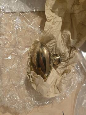 14660 Classic Brass Half Knob Only - Oval Polished Antique No Lacquer