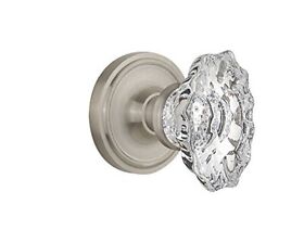 Classic Rosette With Chateau Door Knob Single Dummy Satin Nickel