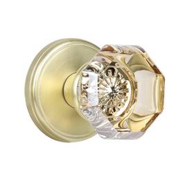 Clctk 614162399102 Champagne Crystal Door Knob Satin Glass Knobs Octagon Round Hall Closet Gold