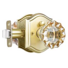 Clctk 635408122391 Champagne Glass Door Knobs Interior With Lock Gold Satin Brass Crystal Priva