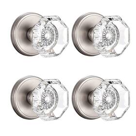 Clctk 653858390665 4 Pack Glass Dummy Door Knobs Single Side Knob Set Brushed Nickel