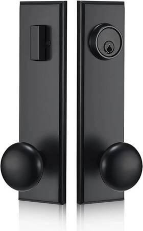X-fdh-001 Co. Ltd Modern Front Door Handle Matte Black Entry Knobs With Single Cylinder Dead