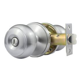 Comfhouse 768486760756 Flat Ball Satin Nickel Privacy Door Knob For Bedroom And Bathroom Keyless Inch