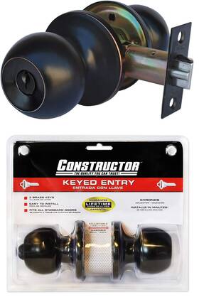 Constructor 617209002607 Chronos Entry Door Knob Universal Keyed Lock Handle Set Oil Rubbed Bronze