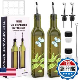 B0fhb19lb8 Coolmi Oil And Vinegar Dispenser Set - 17oz/500ml Premium Glass Olive Dispen