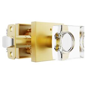 Coolnews 639395277478 Brushed Gold Door Knob Privacy Crystal Glass Interior Lock Satin Brass Moder