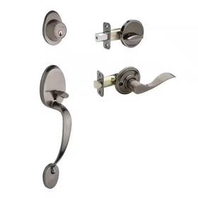 Copper Creek 445036073001 Colonial Antique Nickel Door Handleset And Waverlie Handle Trim