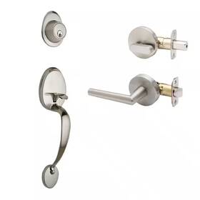 Copper Creek 445047648625 Colonial Satin Stainless Door Handleset And Modern Handle Trim