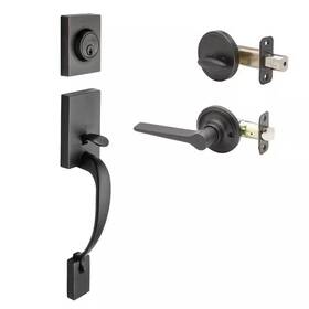 Copper Creek 445050853894 Craftsman Tuscan Bronze Door Handleset With Contemporary Handle Trim