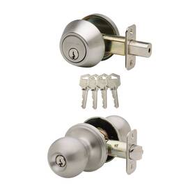 Bkdb141ss Copper Creek 849386005960 Ball Door Knob Keyed Alike With Deadbolt Combination Satin Stainless