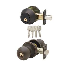 Bkdb141tb Copper Creek 849386005977 Ball Door Knob Keyed Alike With Deadbolt Combination Tuscan Bronze