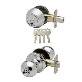 Bkdb141ps Copper Creek 849386020543 Ball Door Knob Keyed Alike With Deadbolt Combination Polished Stai