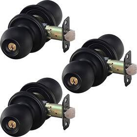 Bk2040bc-3 Copper Creek 849386043191 Ball Door Knob Keyed Entry Function 3 Pack In Black