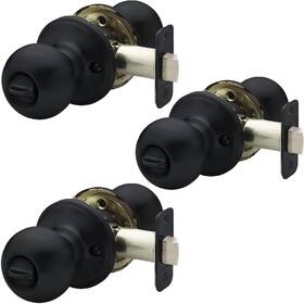 Bk2030bc-3 Copper Creek 849386043214 Ball Door Knob Privacy Function 3 Pack Black