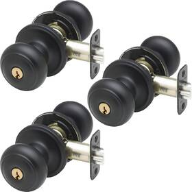 Ck2040bc-3 Copper Creek 849386047656 Colonial Keyed Entry Function 3 Pack Door Knob Black