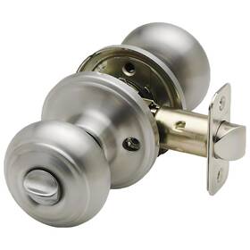 Copper Creek 878898000910 Satin Stainless Door Knobs - Round Colonial Knob With Privacy Locking Functio