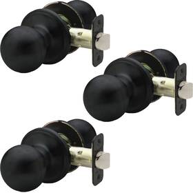 Bk2020bc-3 Copper Creek Matte Black Door Knobs - Round Colonial With Privacy Locking Function For Hom
