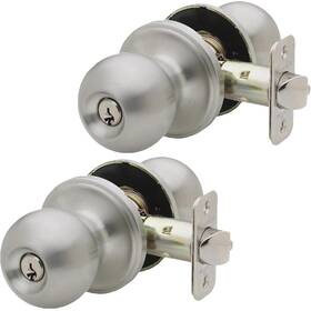 Bk2040ss-2 Copper Creek Ball Door Knob Keyed Entry Function 2 Pack In Satin S