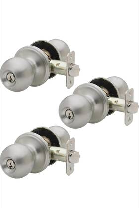 Bk2040ss-3 Copper Creek Ball Door Knob Keyed Entry Function 3 Pack In Satin S