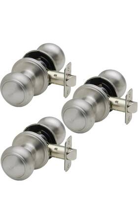 Ck2020ss-3 Copper Creek Door Knobs Round Colonial Passage Handle Interior Knob For Hallway - 3 Pack