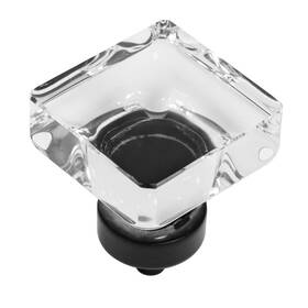 Cosmas B08p53nhtx 10 Pack 6377fb-c Flat Black Cabinet Hardware Square Knob Clear Glass