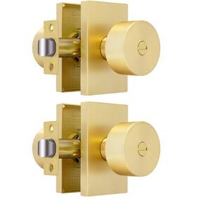 Crequal 445052474462 2 Pack Gold Privacy Door Knobs Heavy Duty Zinc Alloy Interior Bedroom Bathroom