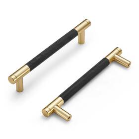 Ah0002-128-gb Dazzleeta 10 Pack Cabinet Handles Gold And Black 5 Inch Drawer Pulls Round Brass Cabine