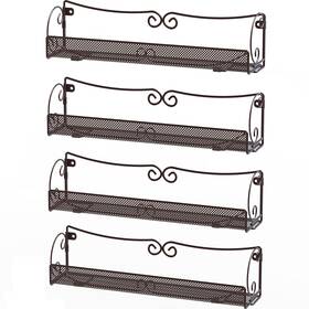 Rk-29b-b Deco Brothers Wall Mount Single Tier Mesh Spice Rack 4 Pack Bronze