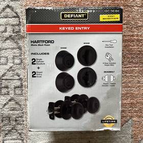 Defiant 050134005167 Door Handle And Deadbolt By Hartford Matte Black Keyed The Same New In Box