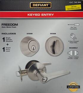 Defiant 050134005181 Freedom 2 Pack Satin Nickel Keyed Entry And Deadbolt Grade 3 Security New