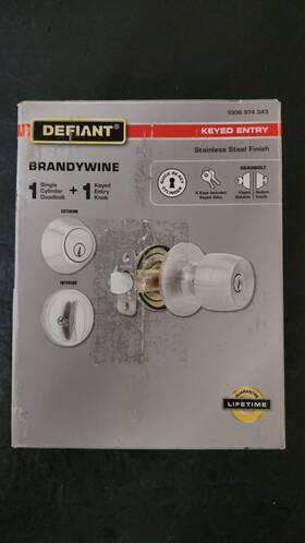 Defiant 050134007727 Brandywine Deadbolt Keyed Entry Knob Stainless Steel No Keyes