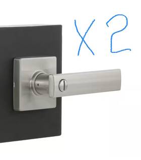 Defiant 050134990333 Lot Of 2 - Westwood Satin Nickel Bed/bath Door Handle With Square Rose