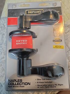 1001509904 Defiant Naples Aged Bronze Keyed Entry Door Lever