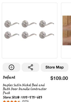 1005575683 Defiant Naples Satin Nickel Bed And Bath Door Handle Contractor Pack