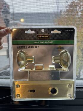 1008383924 Defiant Mortise Lock Set Hall And Closet Door Knob Satin Brass With Keys