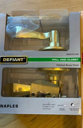 1008974333 Defiant Naples Hall/closet Door Lever Knobs Polished Brass Indoor 1008 974 333