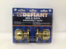 1008974346 Defiant Bed Bath Door Knob Polished Brass Nip Nos Vintage