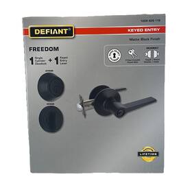 1009429119 Defiant Freedom Keyed Entry Door Lever Deadbolt Lock Combo Matte Black Finish