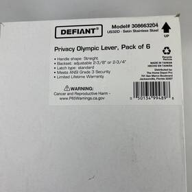 308663204 Defiant Olympic Locking Door Lever Knob Satin Stainless Pck Of 6 Ob