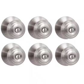 Defiant 313085385390 Privacy Door Knob Contractor Pack Adjustable-backset Stainless Steel 6-piece