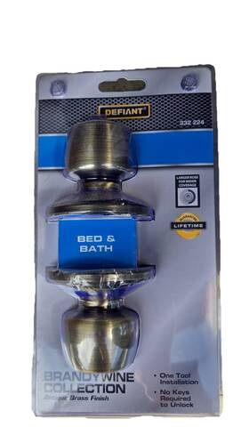 332224 Defiant Lot Of 2 Bed/bath Privacy Door Knob Brandywine Antique Brass New