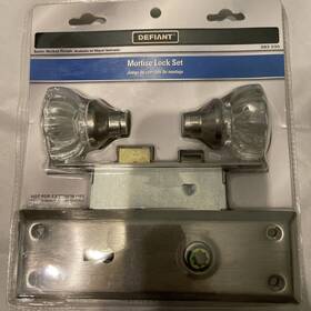 393030 Defiant 2 Inch Satin Nickel Victorian Glass Knob Mortise Set New