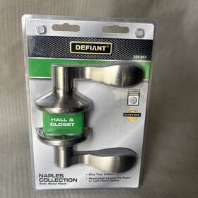 534-863 Defiant Satin Nickel Hall Closet Passage Door Handle Naples Collection 534 863