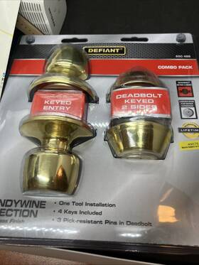 650-488 Defiant Brandywine Entry Knob And Double Cylinder Deadbolt Combo Pack
